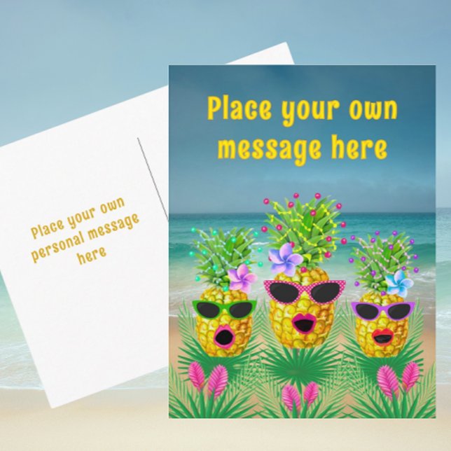 Personalised Singing Lady Pineapples  Holiday Postcard (Thrifty postcard you can personalize!)