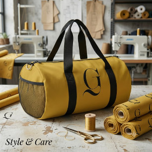 Personalised Single Custom Monogram Metallic Gold Duffle Bag