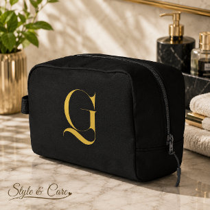 Personalised Single Custom Monogram Solid Black Dopp Kit