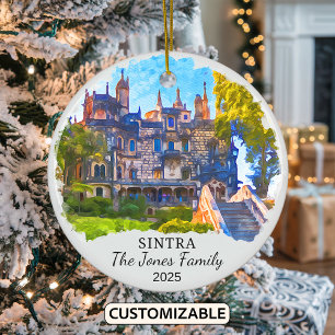 Personalised Sintra Ornament, Portugal Ceramic Tree Decoration