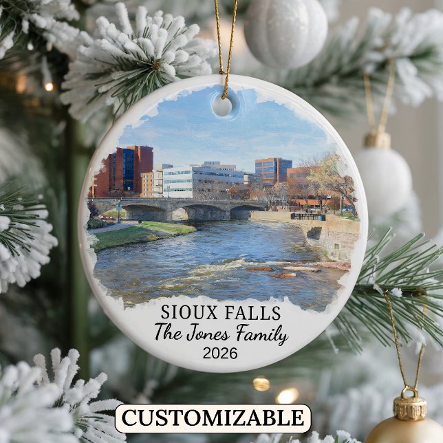 Personalised Sioux Falls, Custom South Dakota Ceramic Tree Decoration (Creator Uploaded)