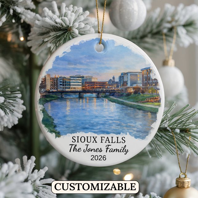 Personalised Sioux Falls, Custom South Dakota Ceramic Tree Decoration (Creator Uploaded)