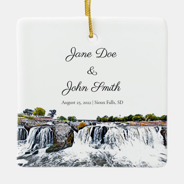 Personalised Sioux Falls Waterfall Ornament (Front)