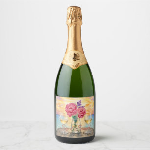 Personalised Sip & Sunset Champagne Bottle Sparkling Wine Label
