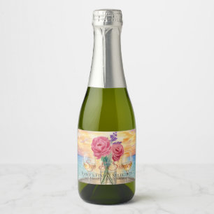 Personalised Sip & Sunset Mini Sparkling Wine Label