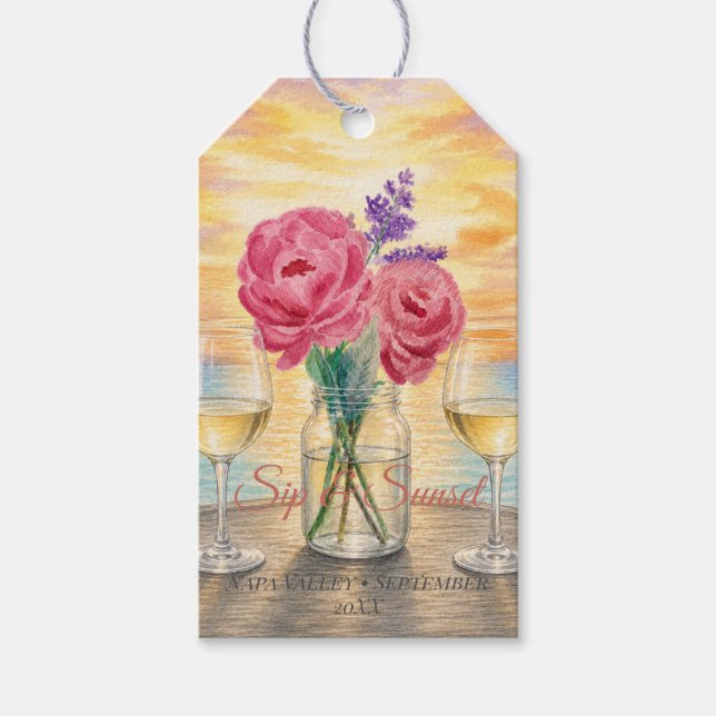 Personalised Sip & Sunset Weekend Welcome Gift Tag (Front)