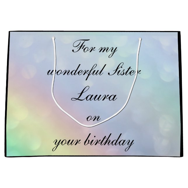 Personalised Sister Birthday Large Gift Bag (Front)