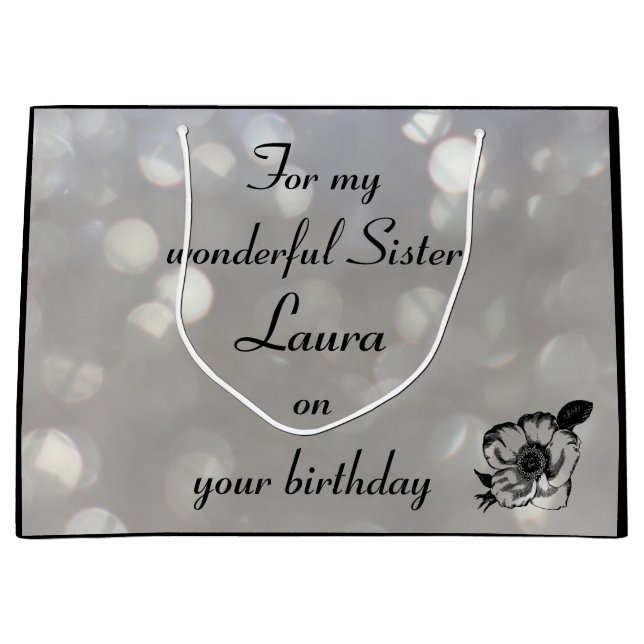 Personalised Sister Birthday Large Gift Bag (Front)
