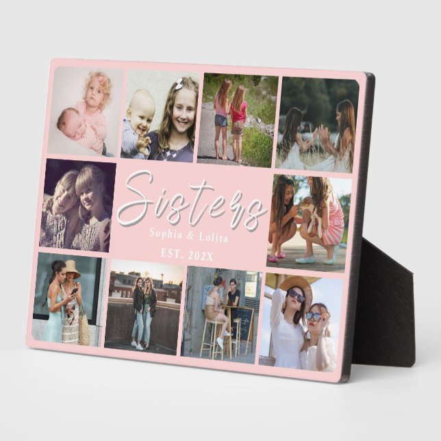 Personalised Sister Gift – 10 Photo Table Plaque (Side)