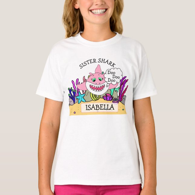 Personalised Sister Shark Baby's T-Shirt (Front)