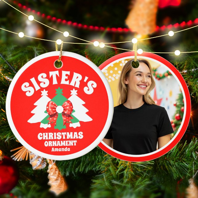 Personalised Sister's Photo Christmas Tree Ceramic Tree Decoration (Creator Uploaded)