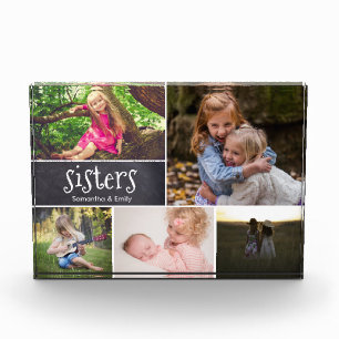Personalised Sisters Photo Collage chalkboard etch