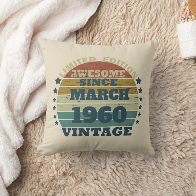 Personalised sixty five vintage 65th birthday cushion (Blanket)