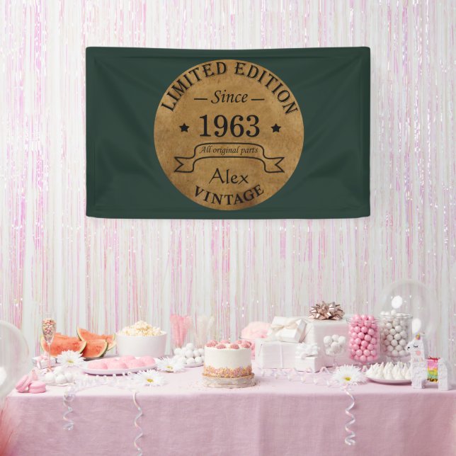 Personalised sixty vintage 60th birthday gifts banner (Party)