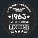 Personalised sixty vintage 60th birthday gifts classic round sticker<br><div class="desc">Make your birthday special with this unique design. Add a touch of sophisticated elegance to your birthday celebration with our exquisite, one-of-a-kind designs. These graphics bring sophistication and originality to any product, creating a memorable and stylish gift. They are perfect for those who appreciate a touch of timeless glamour on...</div>
