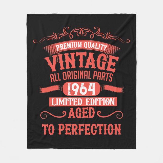 Personalised sixty vintage 60th birthday gifts fleece blanket (Front)