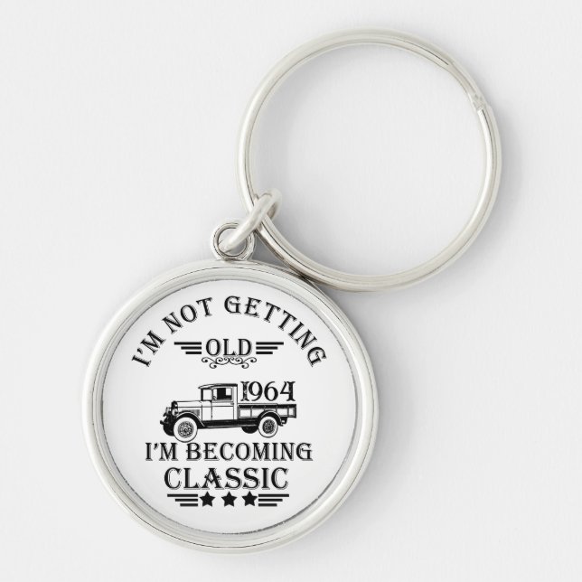Personalised sixty vintage 60th birthday gifts key ring (Front)