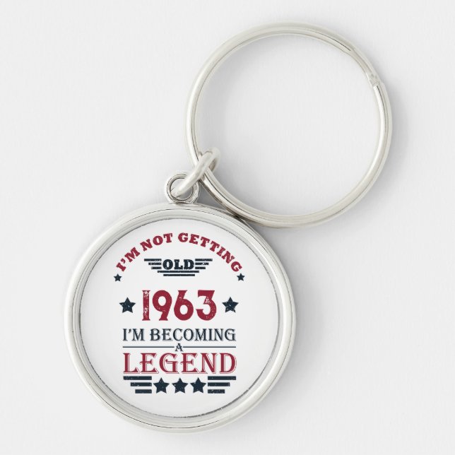 Personalised sixty vintage 60th birthday gifts key ring (Front)