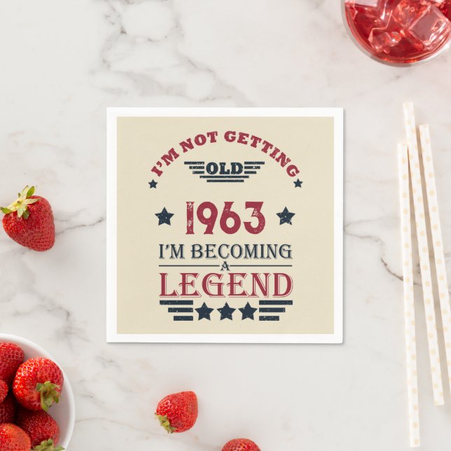 Personalised sixty vintage 60th birthday gifts napkin (Insitu)
