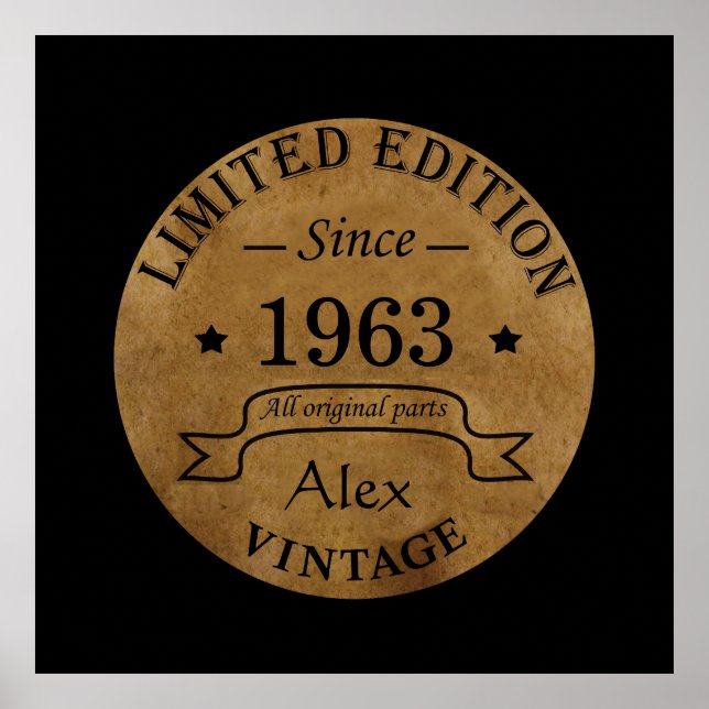 Personalised sixty vintage 60th birthday gifts poster (Front)