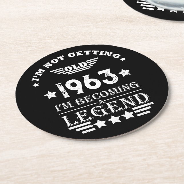 Personalised sixty vintage 60th birthday gifts round paper coaster (Angled)