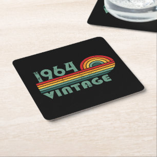Personalised sixty vintage 60th birthday gifts square paper coaster