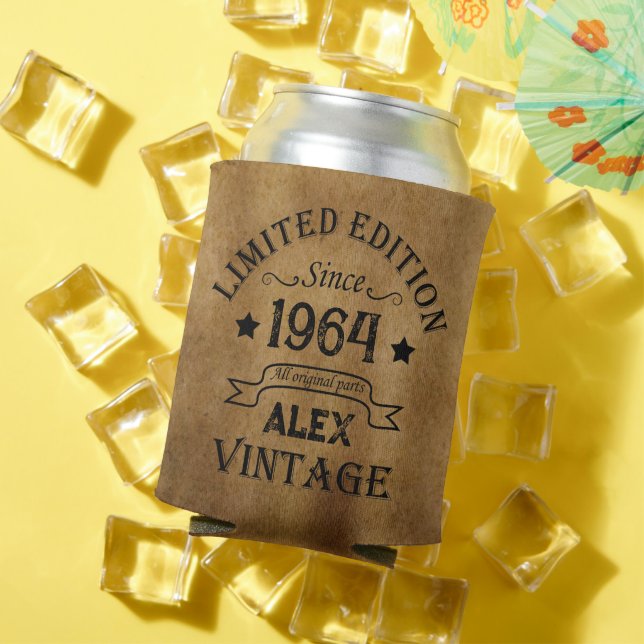 Personalised sixty vintage 60th birthday party can cooler (In Situ Summer)