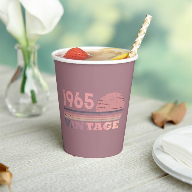 Personalised sixty vintage 60th birthday party paper cups (Insitu)