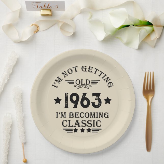 Personalised sixty vintage 60th birthday party paper plate (Wedding)
