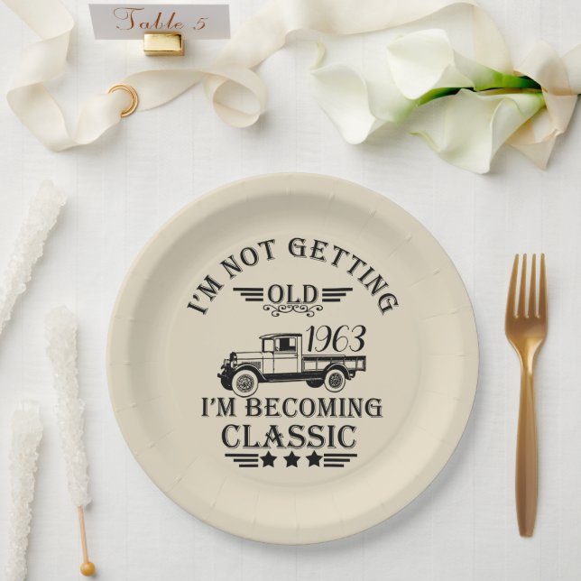 Personalised sixty vintage 60th birthday party paper plate (Wedding)