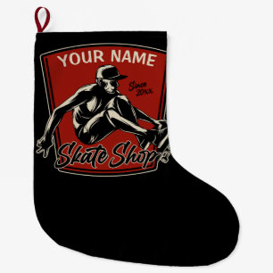 Personalised Skate Shop Grab Trick Skateboarding  Large Christmas Stocking