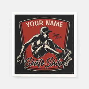 Personalised Skate Shop Grab Trick Skateboarding Napkin