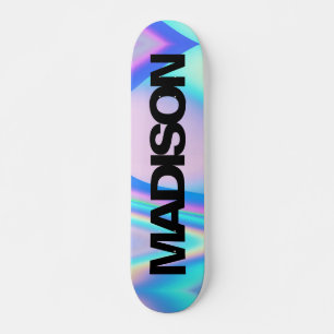 Personalised Skateboard Name Black Holographic
