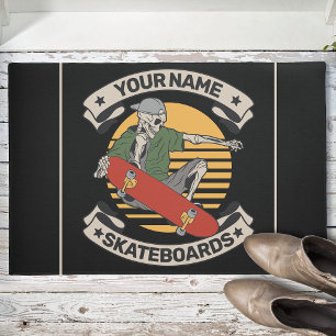 Personalised Skateboard Nose Grab Skeleton Skater Doormat