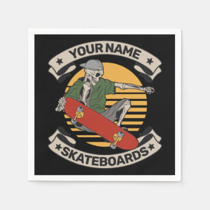 Personalised Skateboard Nose Grab Skeleton Skater Napkin