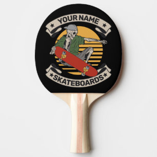 Personalised Skateboard Nose Grab Skeleton Skater  Ping Pong Paddle