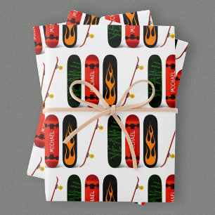 Personalised Skateboard Pattern  Wrapping Paper Sheet