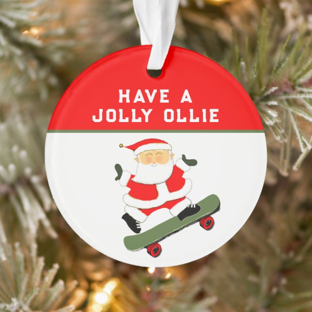 Personalised Skateboarder Holiday Gift Ornament (Tree)