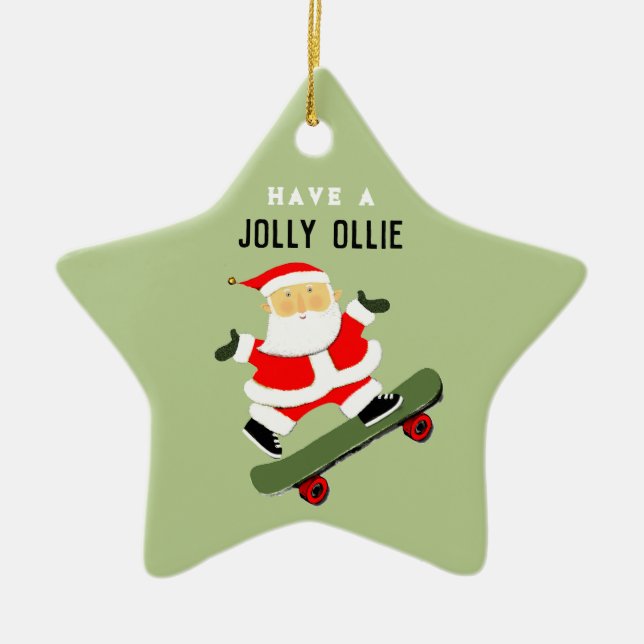 Personalised Skateboarding Holiday Gifts Ceramic Tree Decoration (Front)