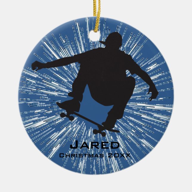Personalised Skateboarding Ornament (Front)