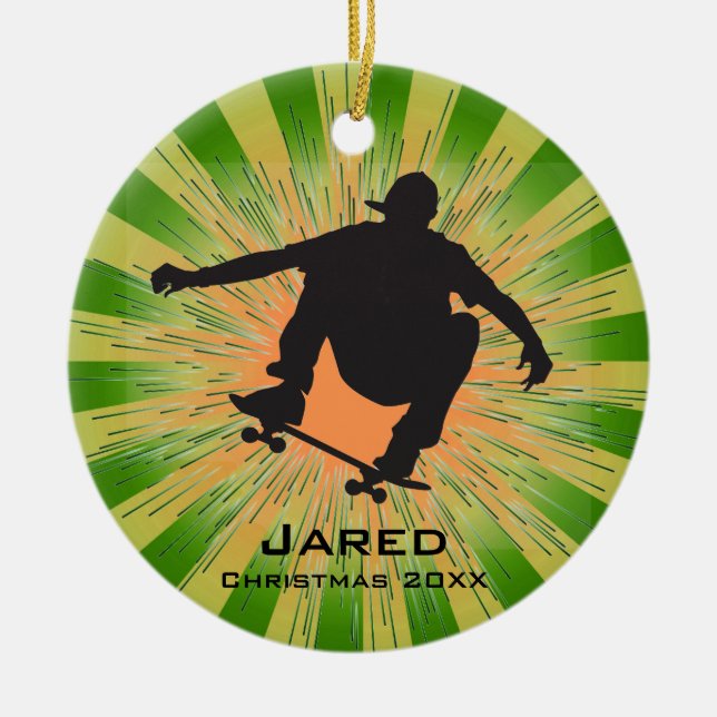 Personalised Skateboarding Ornament (Front)