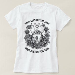Personalised Skeleton Couple With Flowers Frame T-Shirt