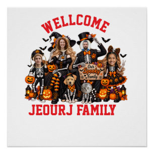 Personalised Skeleton Family Halloween Custom Fa Poster