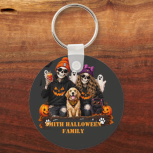 Personalised Skeleton Halloween Stay Spooky T-Shir Key Ring