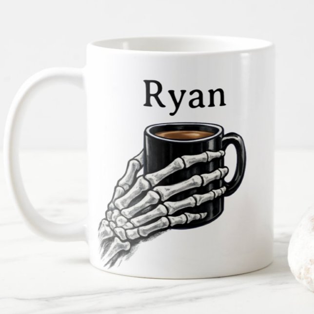 Personalised Skeleton Hand Coffee Mug Gift (Creator Uploaded)