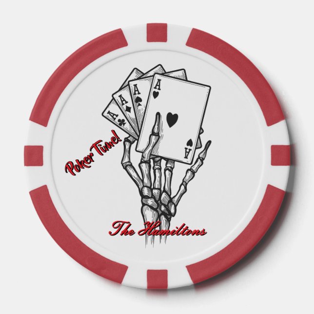 Personalised Skeleton Hand Poker Chips (Front)