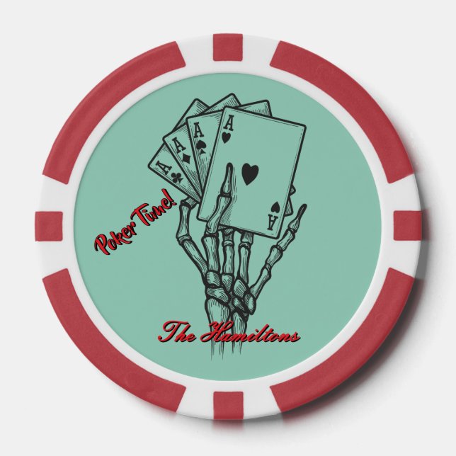 Personalised Skeleton Hand Poker Chips (Front)