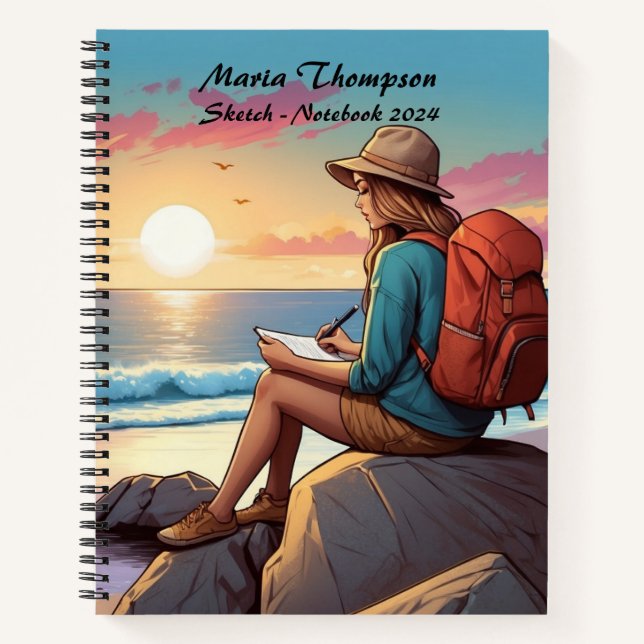 Personalised Sketch Travel Notebook Journal Diary (Front)