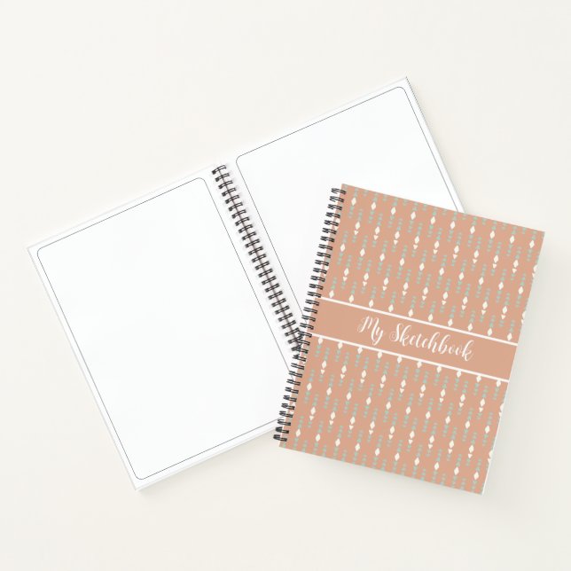 Personalised Sketchbook Boho Peach Sage Green  Notebook (Inside)