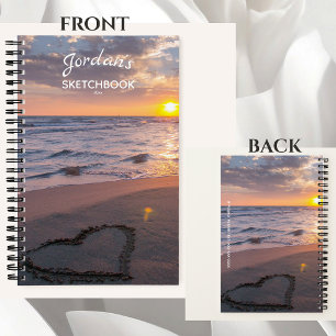 Personalised Sketchbook Your Name Beach Sunset Notebook